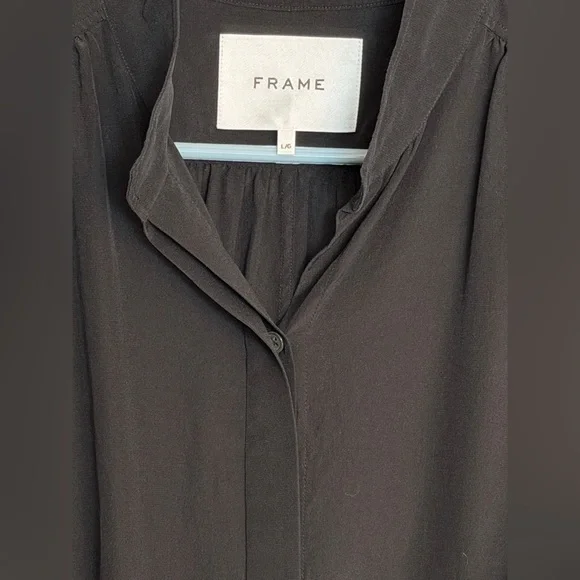 FRAME Woman’s Gillian Puff Sleeve Silk Blouse. Size L. 100% silk - Picture 14 of 16